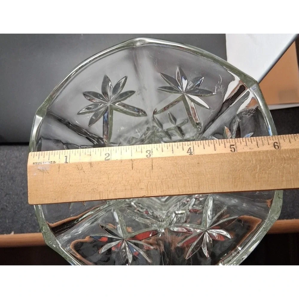 Vintage Hazel Atlas Starburst Pressed Glass Vase 10 in.